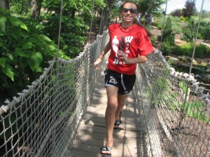 M running acroos bridge