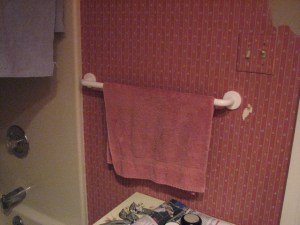 towel rack old bathroom